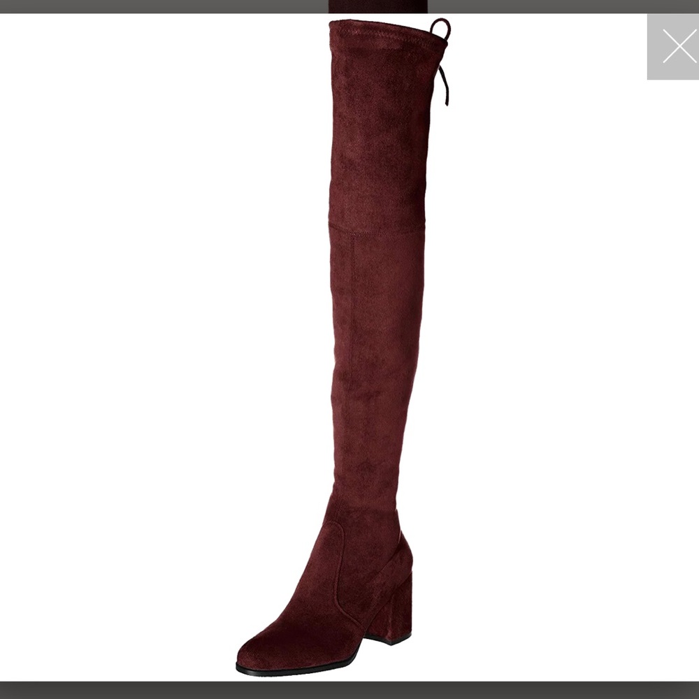 KAITLYN PAN Suede Over The Knee Boots Suede burgundy heeled sexy size 8-8.5